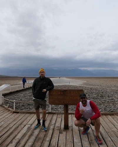 Christopher Candy and his friend Jeffro are enjoying their holidays in Badwater Basin